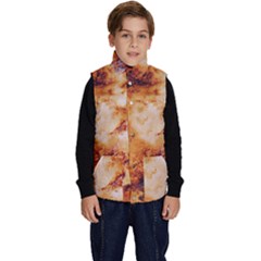 Burnt paper texture print design Kid s Button Up Puffer Vest from ArtsNow.com