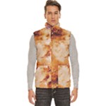 Burnt paper texture print design Men s High Neck Button Up Puffer Vest