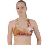 Burnt paper texture print design Criss Cross Racerback Sports Bra