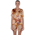 Burnt paper texture print design Satin Short Sleeve Pajamas Set