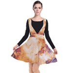 Burnt paper texture print design Plunge Pinafore Dress