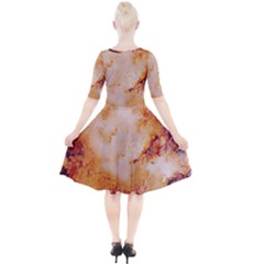 Quarter Sleeve A-Line Dress With Pockets 