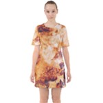 Burnt paper texture print design Sixties Short Sleeve Mini Dress