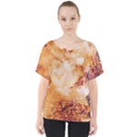 Burnt paper texture print design V-Neck Dolman Drape Top
