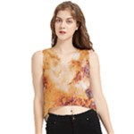 Burnt paper texture print design V-Neck Cropped Tank Top