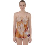 Burnt paper texture print design Babydoll Tankini Top