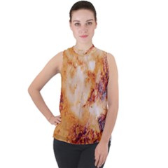 Mock Neck Chiffon Sleeveless Top 
