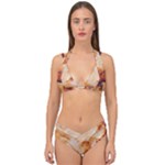 Burnt paper texture print design Double Strap Halter Bikini Set