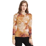 Burnt paper texture print design Women s Long Sleeve Rash Guard