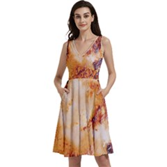 Sleeveless V-Neck Skater Dress with Pockets 