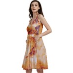 Burnt paper texture print design Sleeveless V-Neck Skater Dress with Pockets