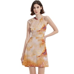 Cocktail Party Halter Sleeveless Dress With Pockets 