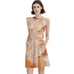 Burnt paper texture print design Cocktail Party Halter Sleeveless Dress With Pockets