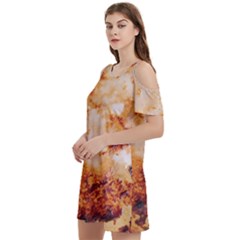 Women s Cold Shoulder Round Neck Mini Dress 