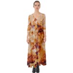 Burnt paper texture print design Button Up Boho Maxi Dress