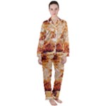 Burnt paper texture print design Women s Long Sleeve Satin Pajamas Set