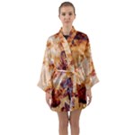Burnt paper texture print design Long Sleeve Satin Kimono