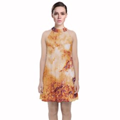 Velvet Halter Neckline Dress  
