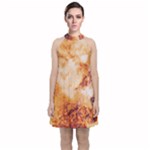 Burnt paper texture print design Velvet Halter Neckline Dress 