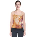 Burnt paper texture print design Velvet Spaghetti Strap Top
