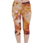 Burnt paper texture print design Velvet Capri Leggings 