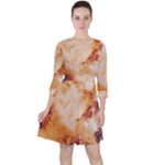 Burnt paper texture print design Quarter Sleeve Ruffle Waist Dress