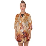 Burnt paper texture print design Half Sleeve Chiffon Kimono