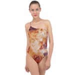 Burnt paper texture print design Classic One Shoulder Swimsuit
