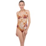 Burnt paper texture print design Halter Front Plunge Swimsuit