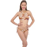 Burnt paper texture print design Cross Front Halter Bikini Set