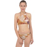 Burnt paper texture print design Halter Bikini Set