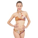 Burnt paper texture print design High Neck Bikini Set