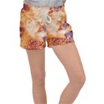 Burnt paper texture print design Women s Velour Lounge Shorts