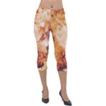 Burnt paper texture print design Lightweight Velour Capri Leggings 
