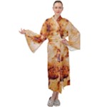 Burnt paper texture print design Maxi Velvet Kimono