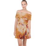 Burnt paper texture print design Off Shoulder Chiffon Dress