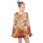 Burnt paper texture print design Kids  Long Sleeve Dress