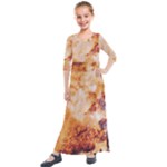 Burnt paper texture print design Kids  Quarter Sleeve Maxi Dress