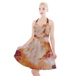 Burnt paper texture print design Halter Party Swing Dress 