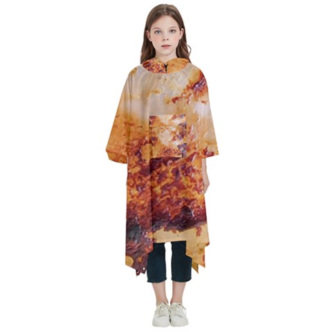 Burnt paper texture print design Kids  Hooded Rain Ponchos from ArtsNow.com