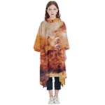 Burnt paper texture print design Kids  Hooded Rain Ponchos
