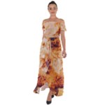 Burnt paper texture print design Off Shoulder Open Front Chiffon Dress
