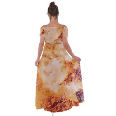 Off Shoulder Open Front Chiffon Dress 