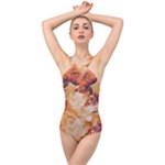Burnt paper texture print design Cross Front Low Back Swimsuit