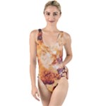 Burnt paper texture print design High Leg Strappy Swimsuit