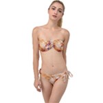 Burnt paper texture print design Twist Bandeau Bikini Set