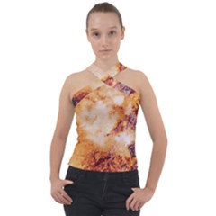 Cross Neck Velour Top 