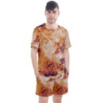 Burnt paper texture print design Men s Mesh T-Shirt and Shorts Set