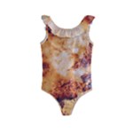 Burnt paper texture print design Kids  Frill Swimsuit