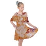 Burnt paper texture print design Kids  Shoulder Cutout Chiffon Dress